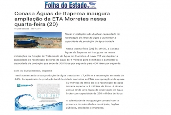 Conasa Águas de Itapema inaugura ampliação da ETA Morretes nessa quarta-feira (20)